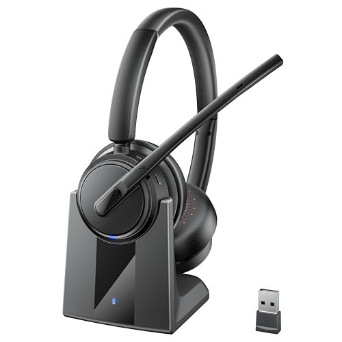 Mopchnic Wireless Headset with Noise Cancelling Microphone